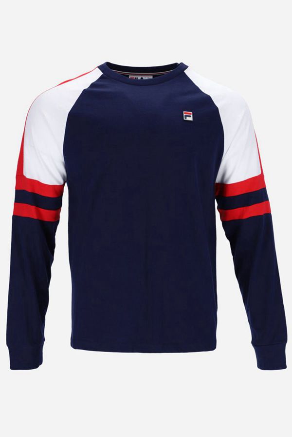 Fila Alwyn Men's Sweatshirts - Navy/White/Red,NZ 341-62780